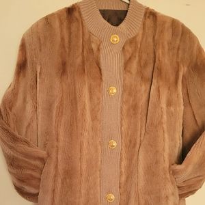 Vintage woman's Tan Mink Sweater Jacket. Size Large